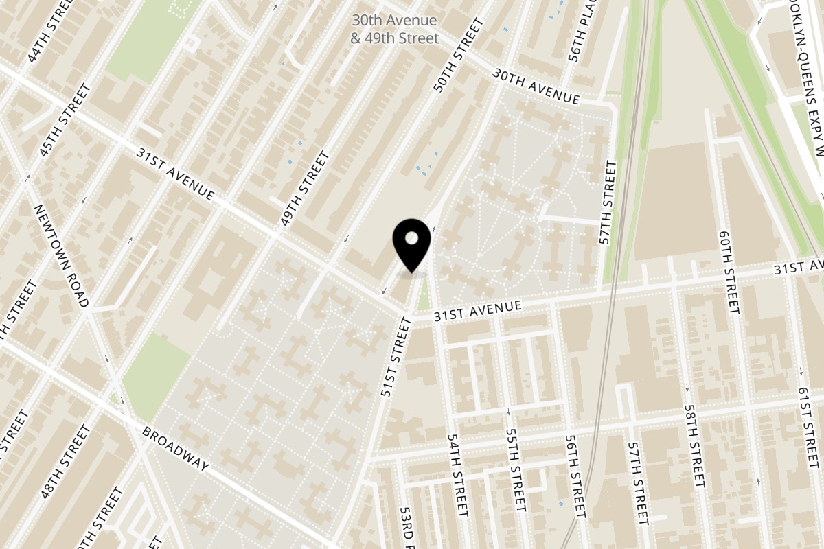 Map showing the location of AY GUEY! on 30-86 51st St in Woodside
